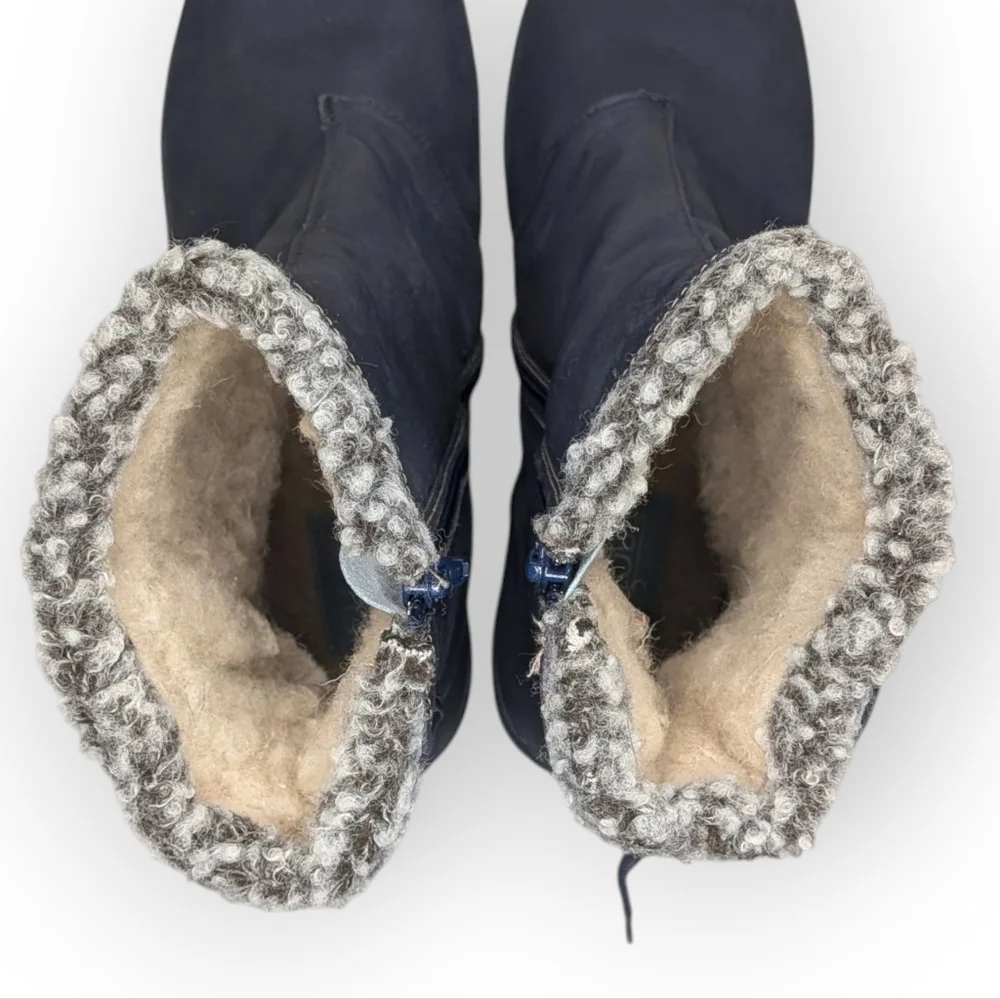 Cloud Footwear Navy Leather Faux Shearling Boot Portugal Sz 9.5-10 - NO OFFERS